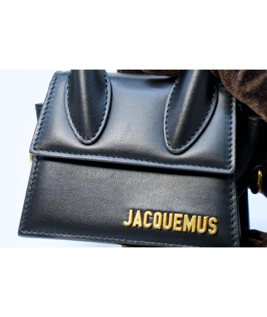 JACQUEMUS Черная кожаная сумка через плечо, фото 7
