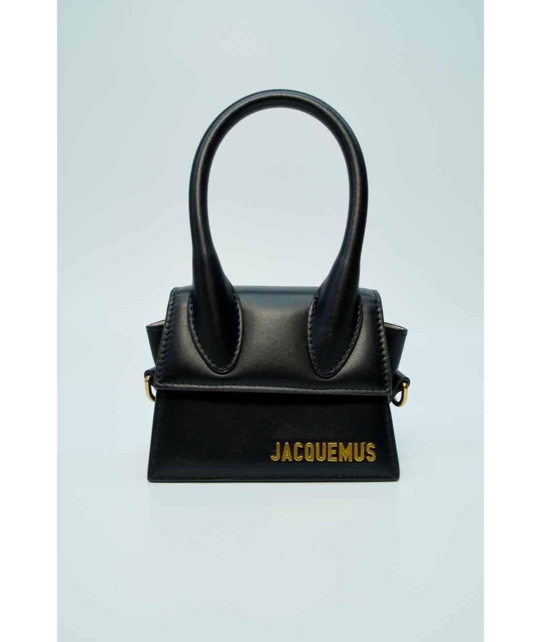 JACQUEMUS Черная кожаная сумка через плечо, фото 2