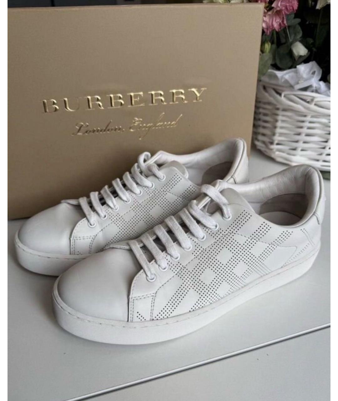 BURBERRY Белые кожаные кеды, фото 9