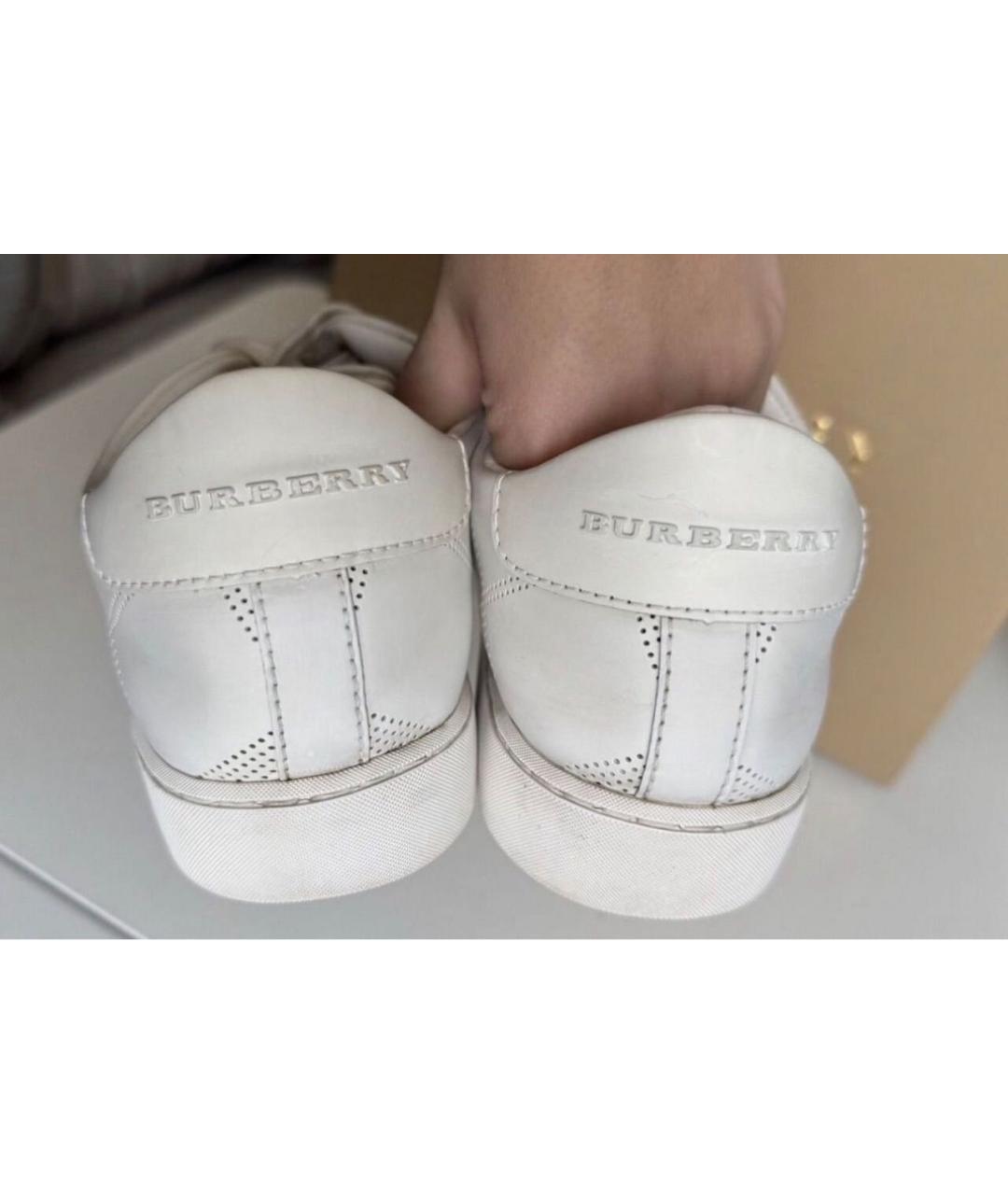 BURBERRY Белые кожаные кеды, фото 4