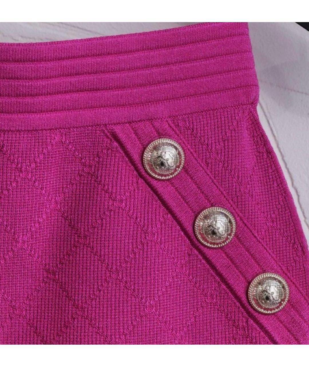 BALMAIN Розовая вискозная юбка мини, фото 5