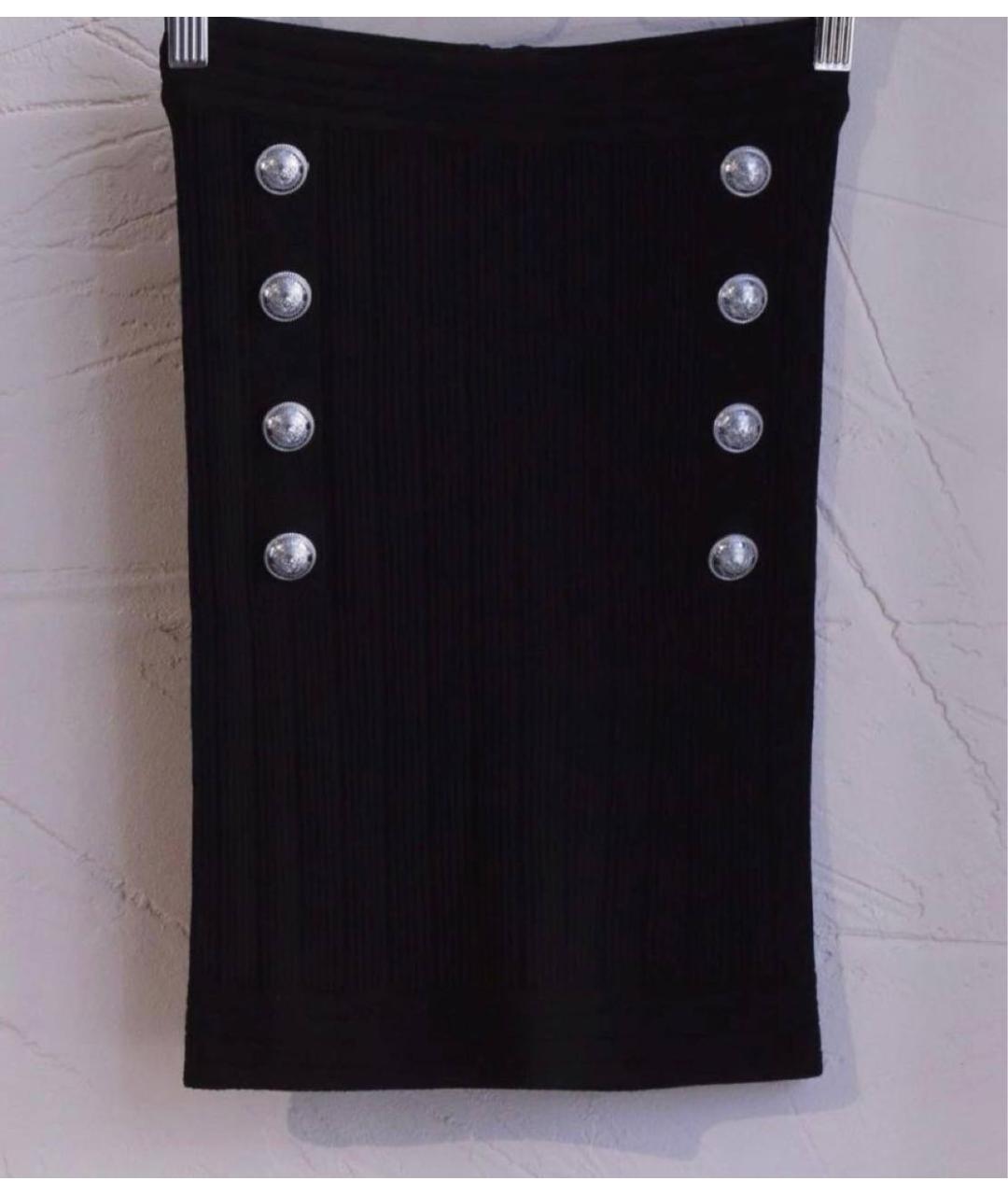 BALMAIN Черная вискозная юбка мини, фото 3