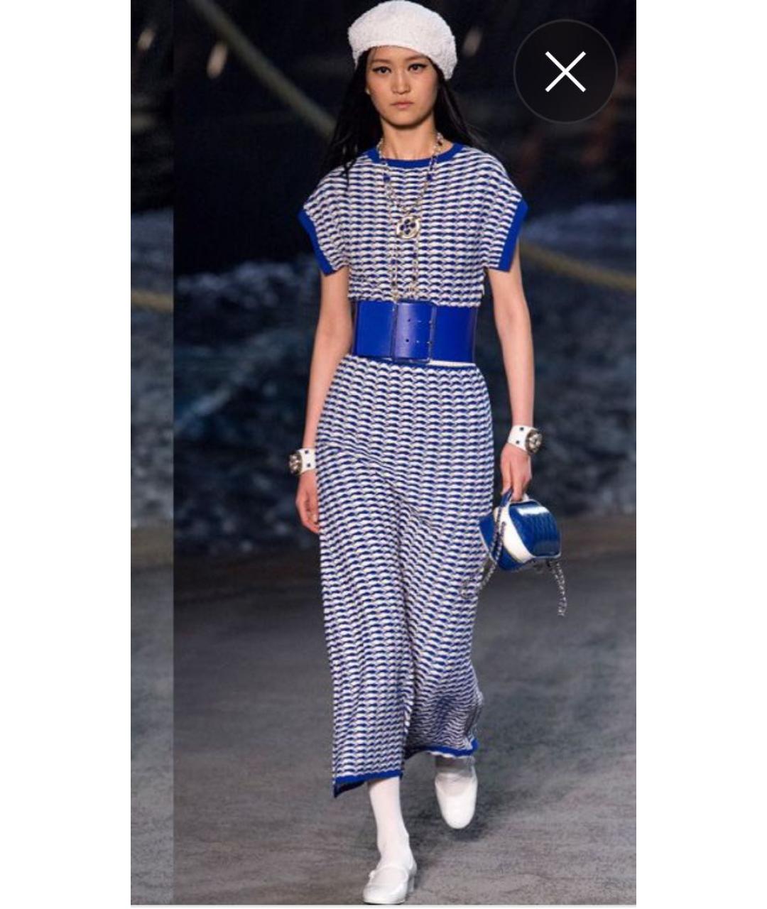 CHANEL Голубое хлопковое повседневное платье, фото 3