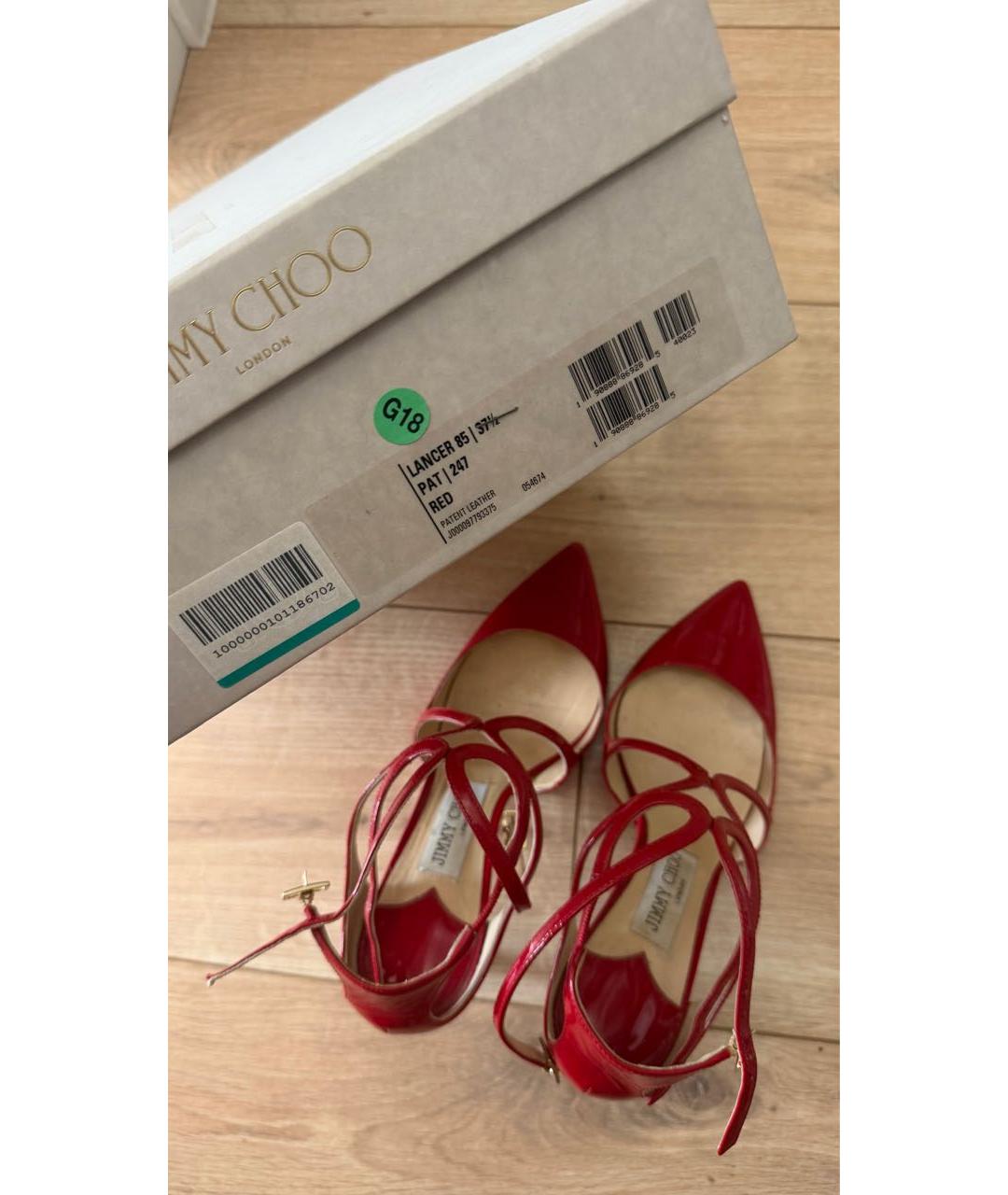 JIMMY CHOO Красные туфли из лакированной кожи, фото 7