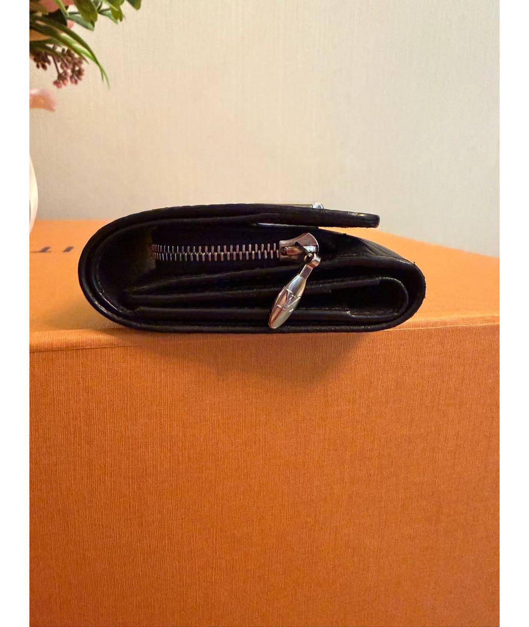 LOUIS VUITTON Черный кожаный кошелек, фото 8