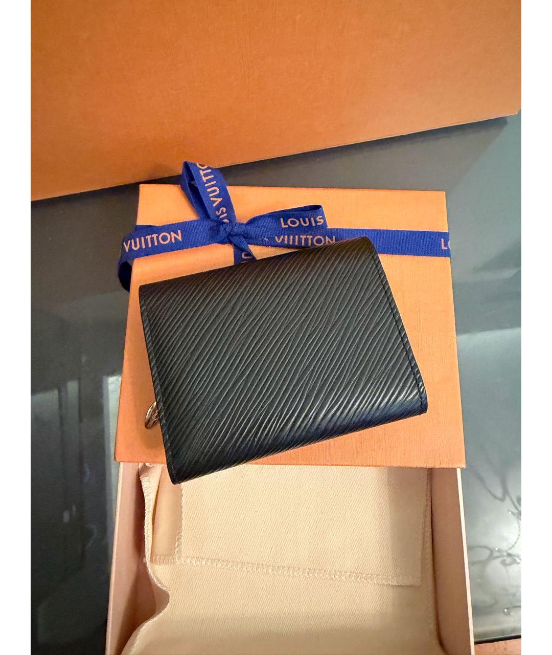 LOUIS VUITTON Черный кожаный кошелек, фото 3