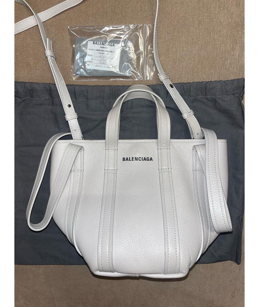 BALENCIAGA Белая кожаная сумка с короткими ручками, фото 5