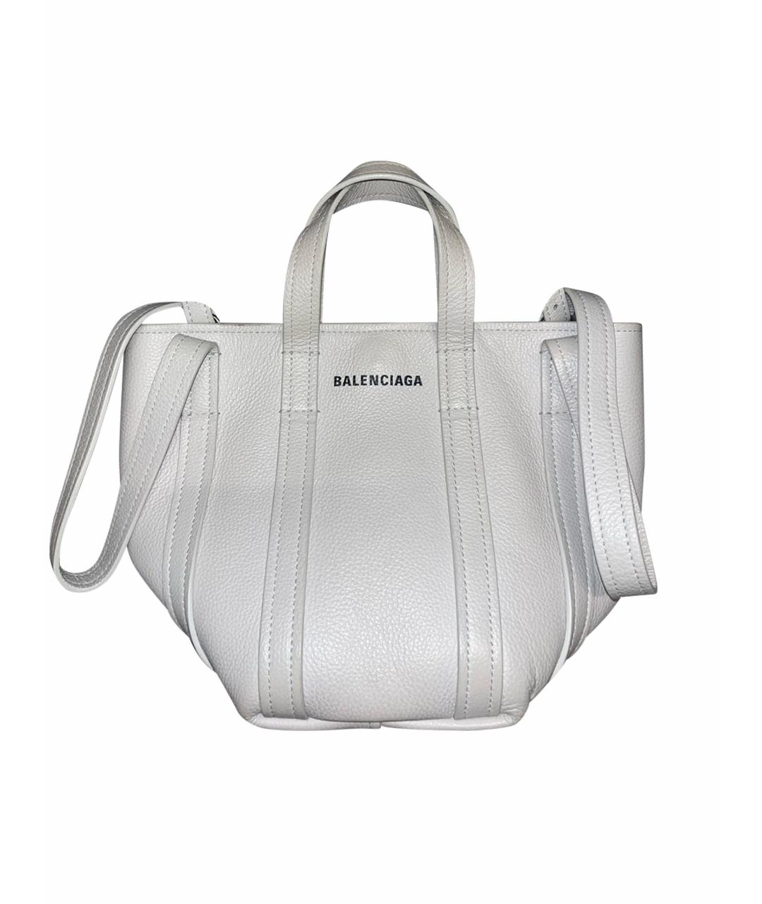 BALENCIAGA Белая кожаная сумка с короткими ручками, фото 1
