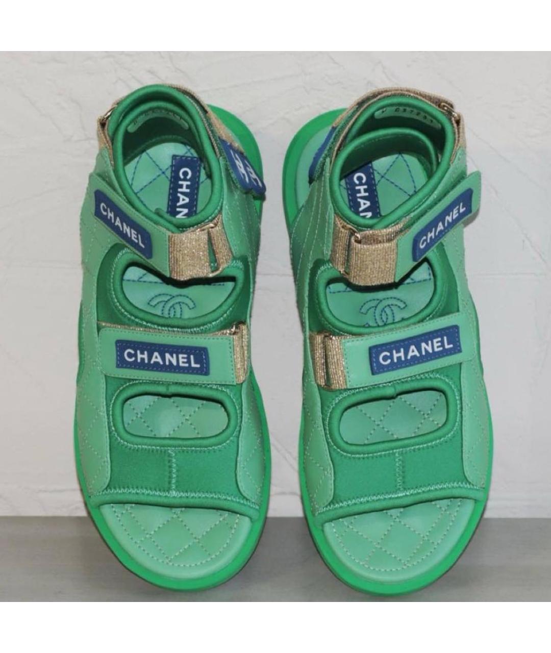 CHANEL Зеленые сандалии, фото 4