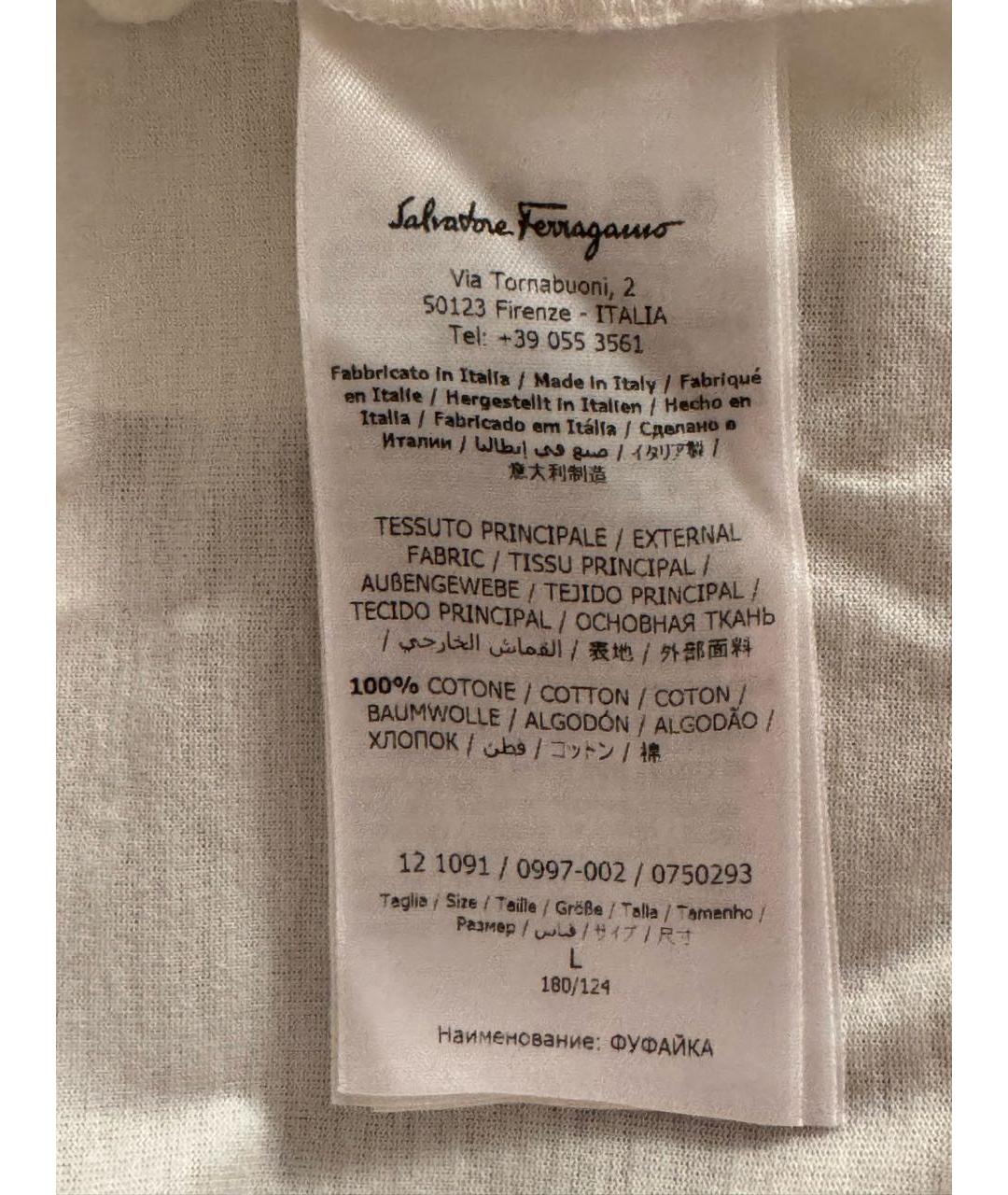 FERRAGAMO Белая хлопковая футболка, фото 3