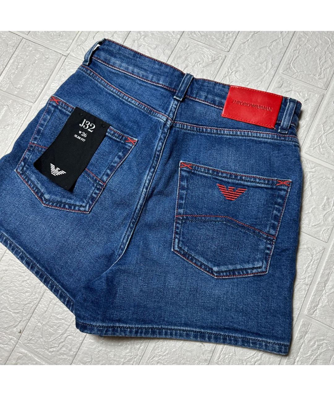 EMPORIO ARMANI Синие хлопко-эластановые шорты, фото 4