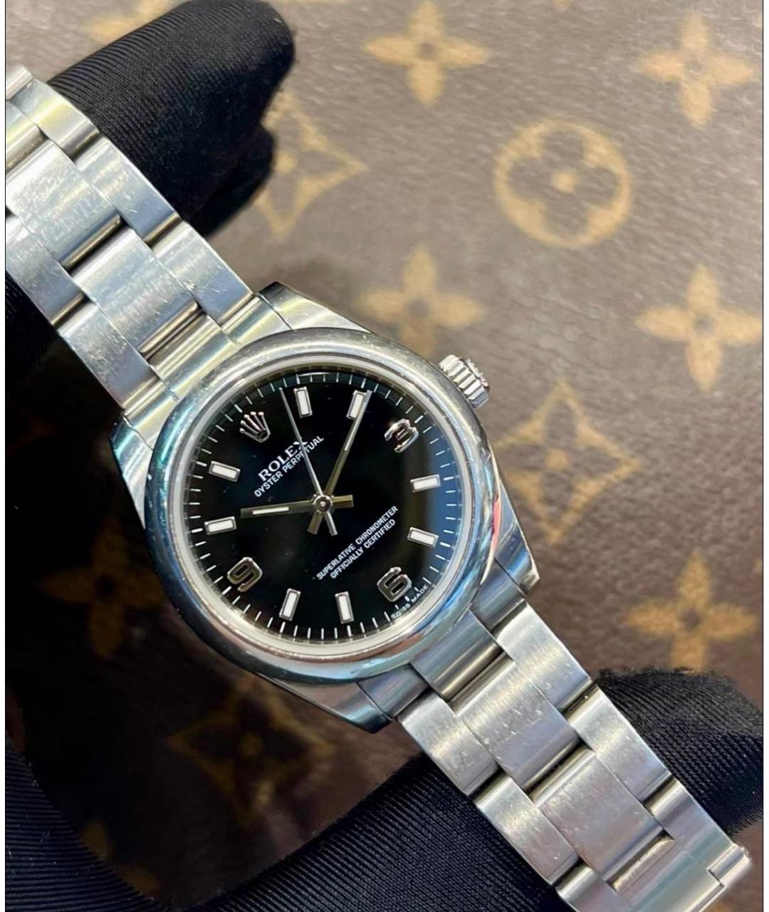 ROLEX Черные металлические часы, фото 4