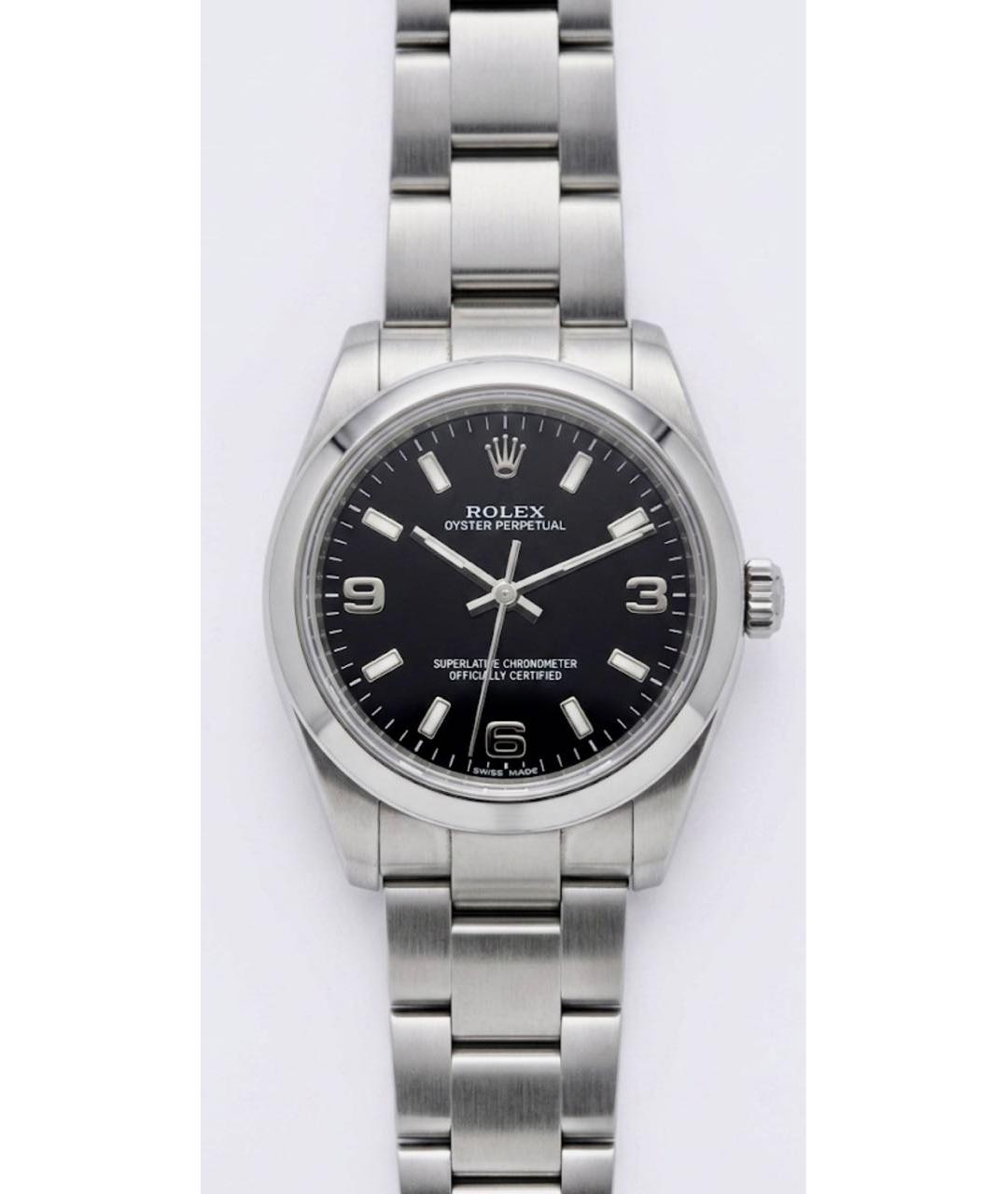 ROLEX Черные металлические часы, фото 8