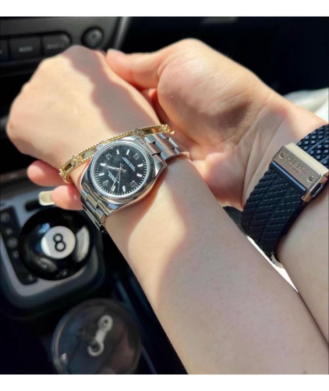 ROLEX Черные металлические часы, фото 6