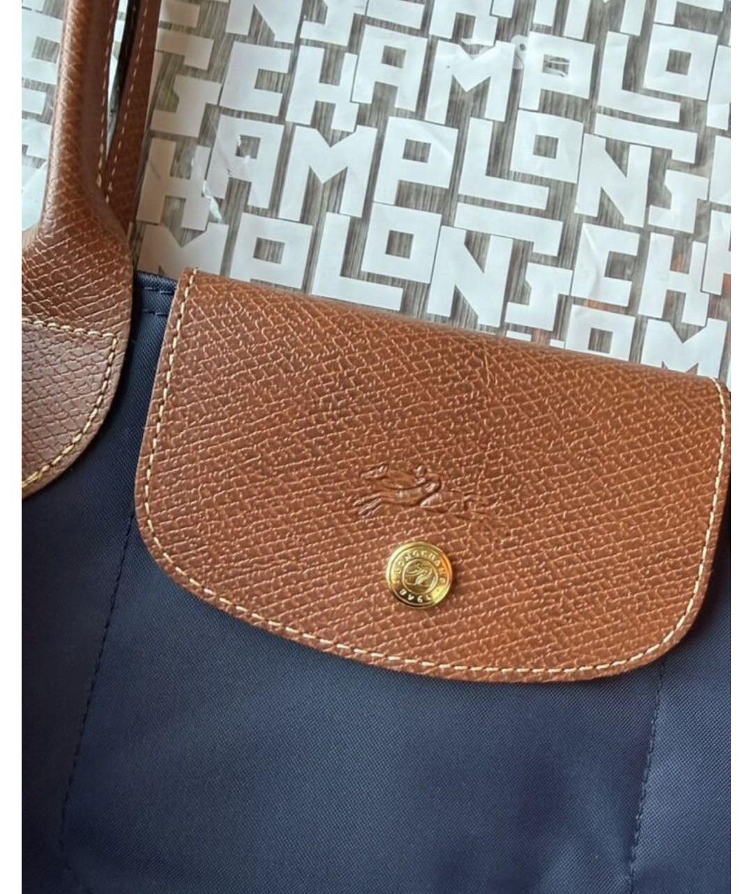 LONGCHAMP Темно-синяя тканевая сумка тоут, фото 5