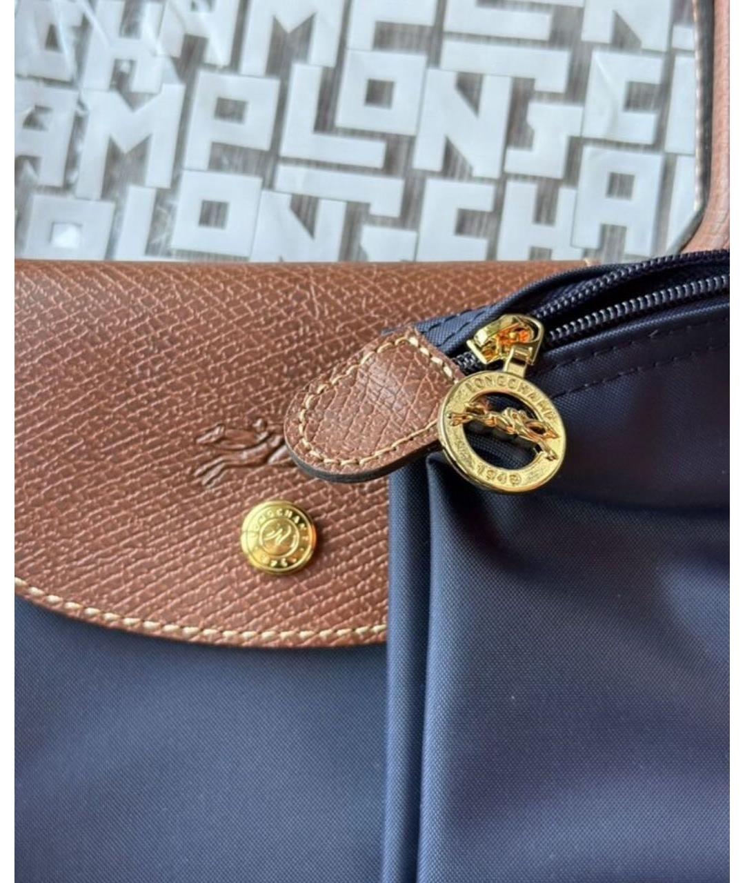 LONGCHAMP Темно-синяя тканевая сумка тоут, фото 4