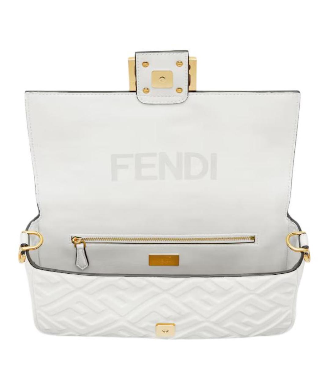 FENDI Белая кожаная сумка через плечо, фото 4