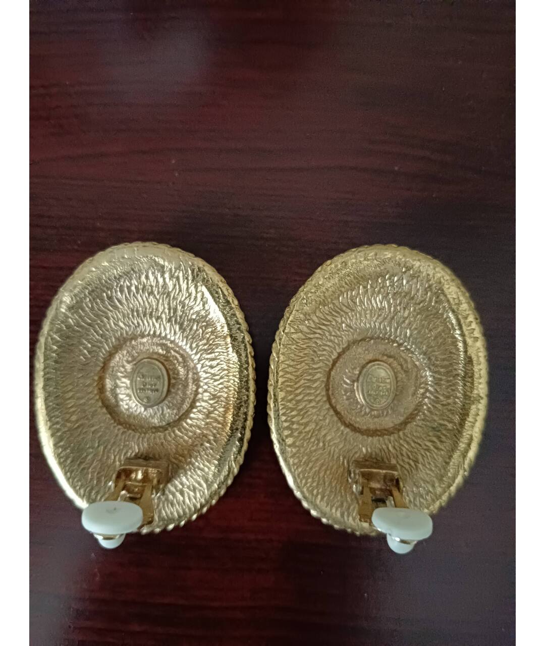 CHRISTIAN DIOR VINTAGE Золотые металлические серьги, фото 2