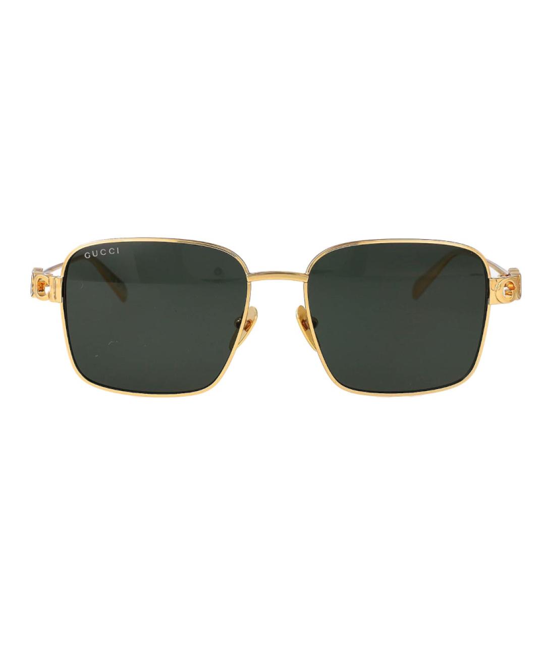 GUCCI Золотые металлические солнцезащитные очки, фото 2