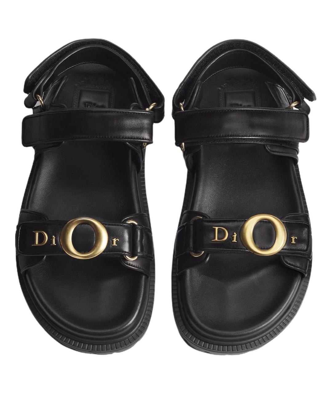 CHRISTIAN DIOR Черные кожаные сандалии, фото 3