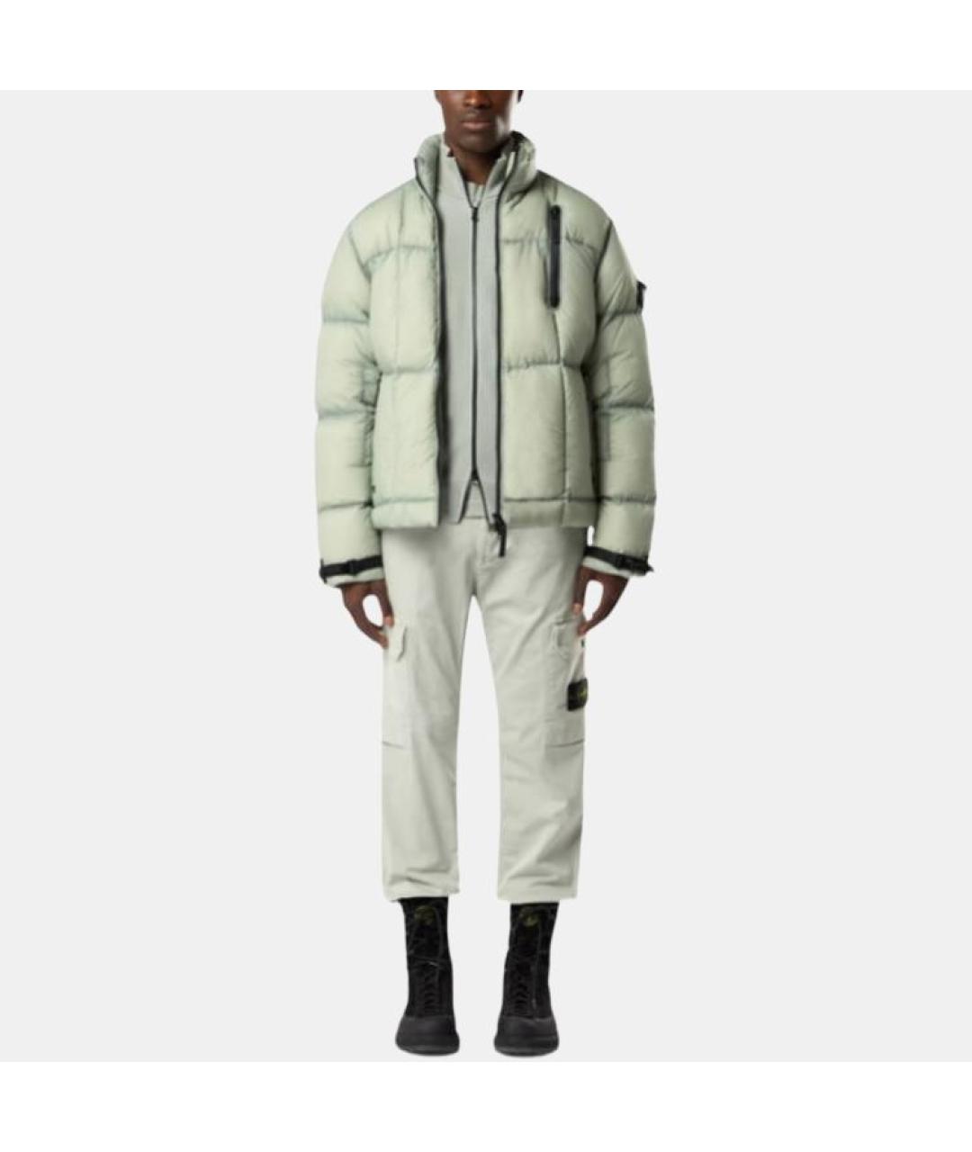 STONE ISLAND Зеленый пуховик, фото 3