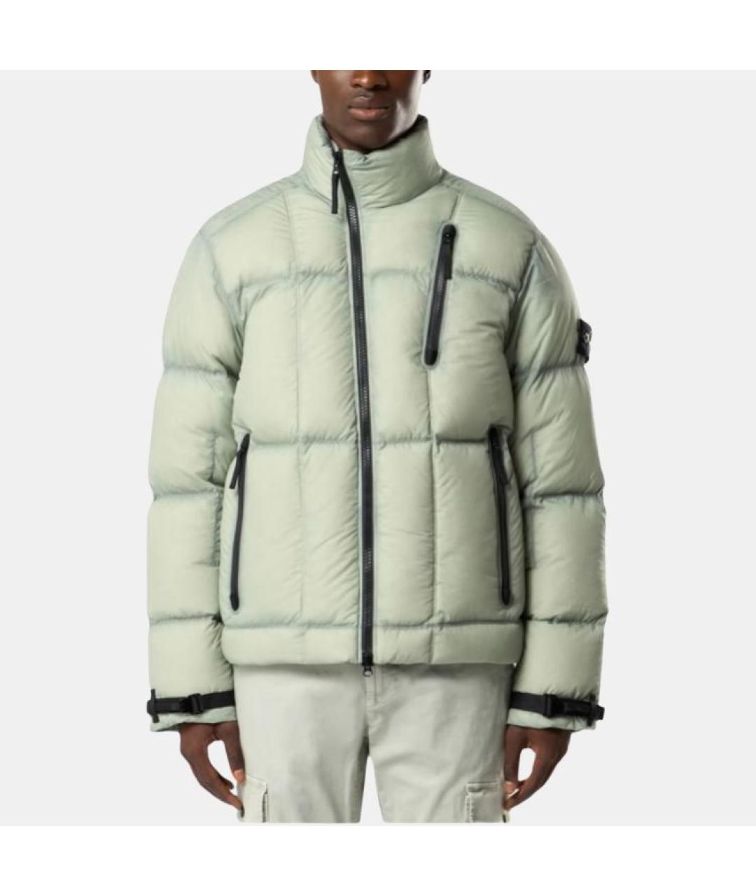 STONE ISLAND Зеленый пуховик, фото 4