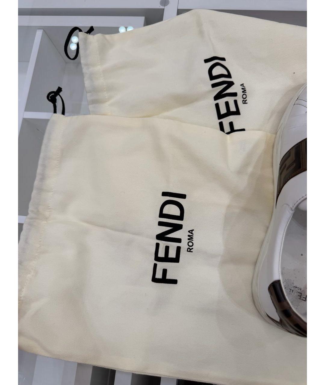 FENDI Белые кожаные кеды, фото 6