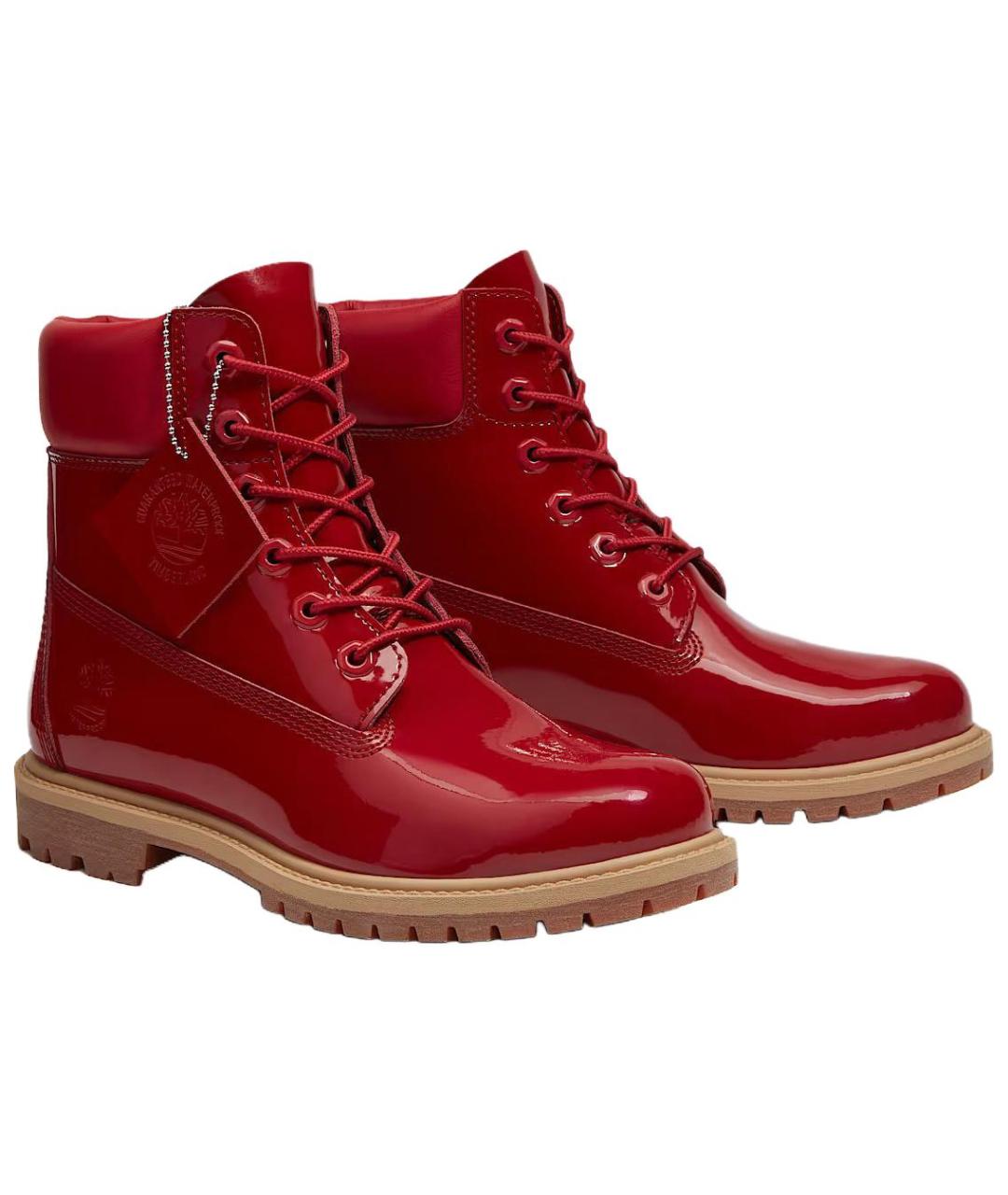 TIMBERLAND Красные ботинки из лакированной кожи, фото 3