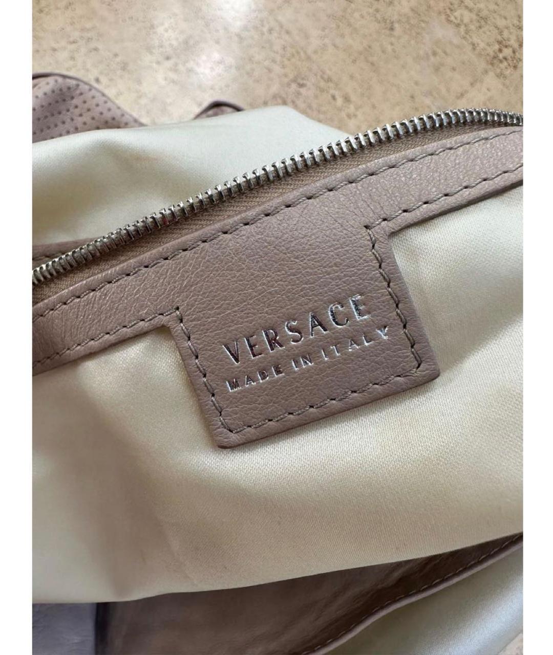VERSACE Бежевая кожаная сумка с короткими ручками, фото 8