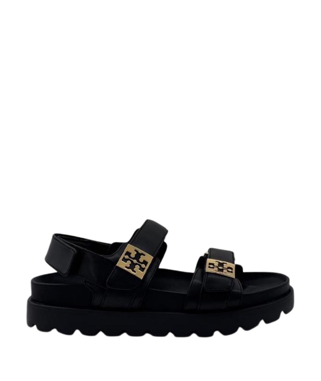 TORY BURCH Черные кожаные сандалии, фото 1
