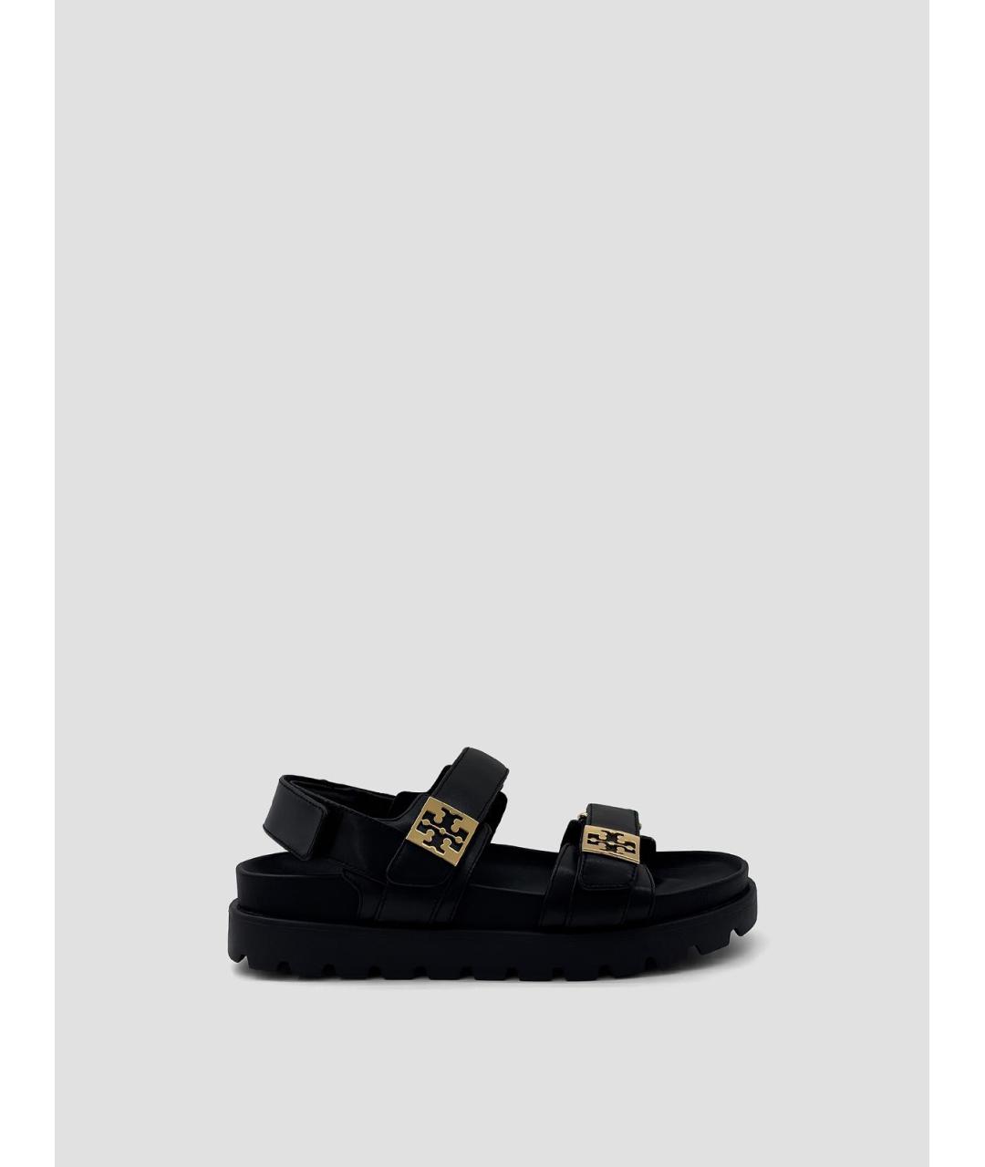 TORY BURCH Черные кожаные сандалии, фото 4