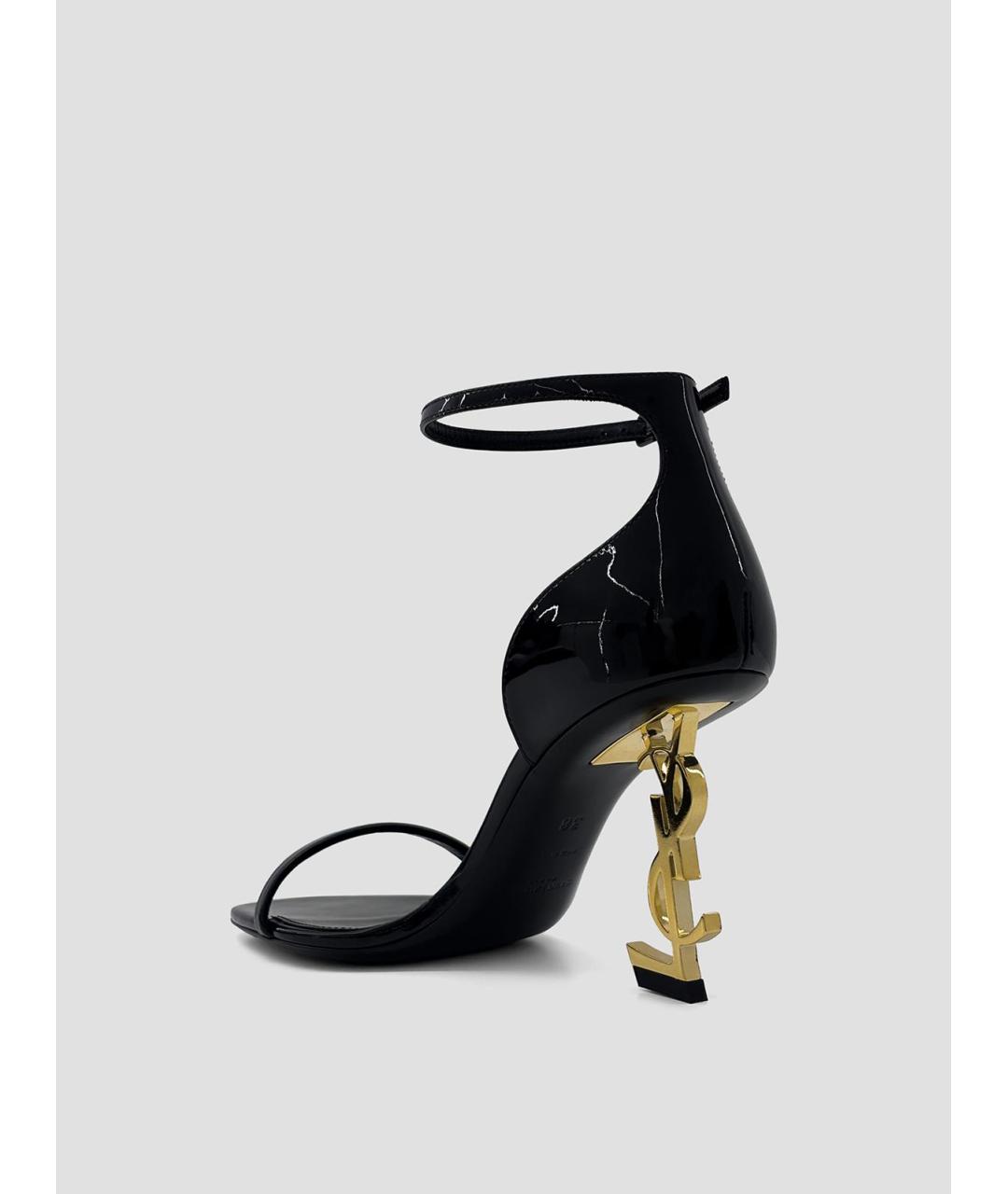 SAINT LAURENT Черные босоножки из лакированной кожи, фото 3
