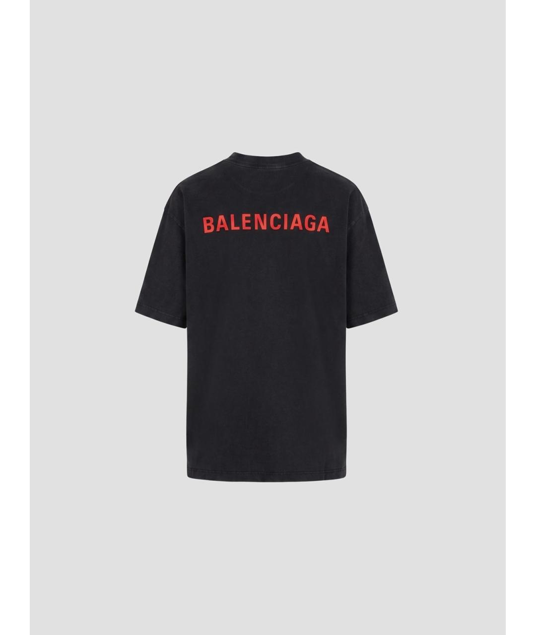 BALENCIAGA Черная хлопковая футболка, фото 2