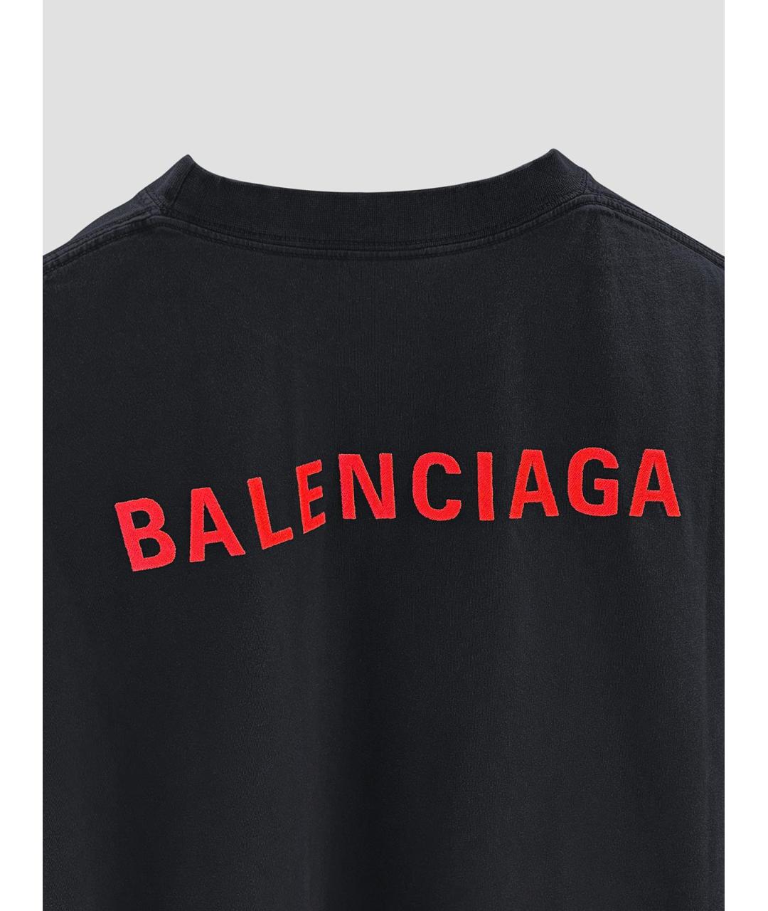 BALENCIAGA Черная хлопковая футболка, фото 3