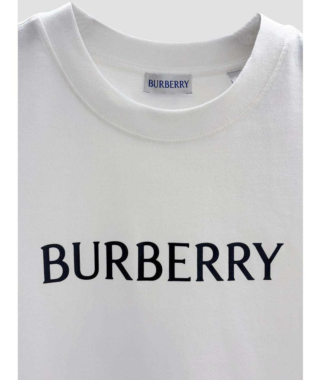 BURBERRY Белая хлопковая футболка, фото 3