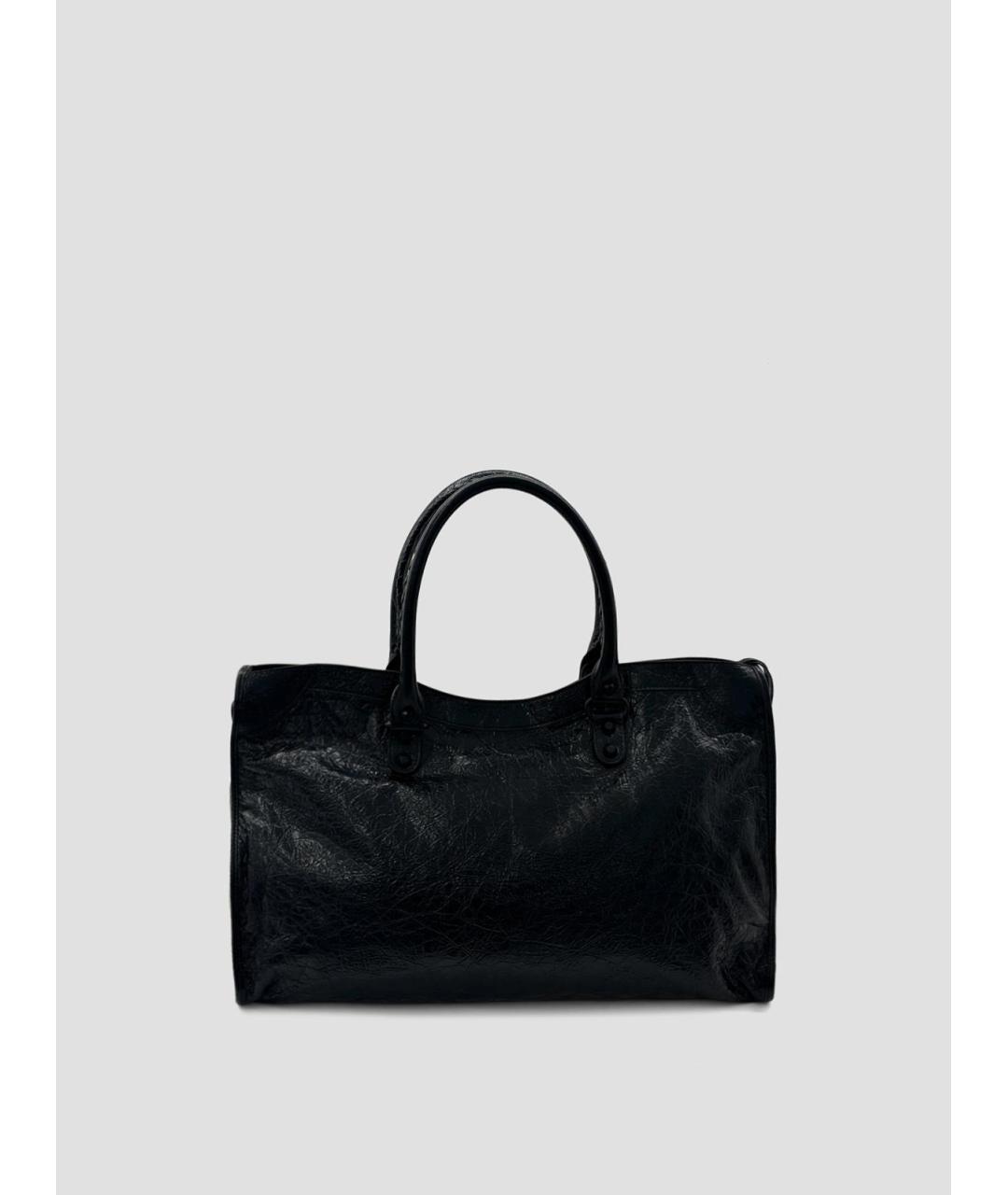BALENCIAGA Черная кожаная сумка тоут, фото 3