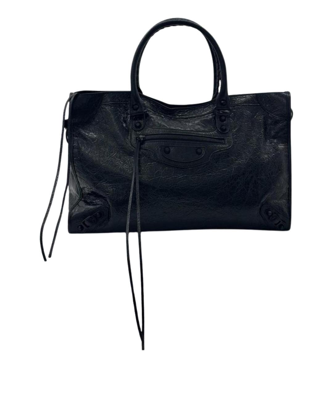 BALENCIAGA Черная кожаная сумка тоут, фото 1