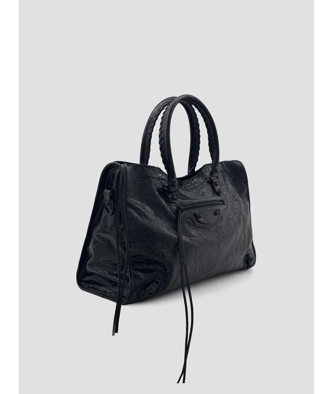 BALENCIAGA Черная кожаная сумка тоут, фото 2