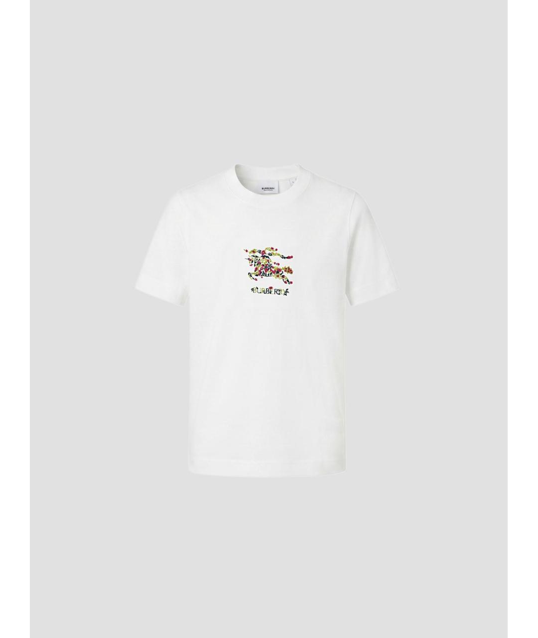 BURBERRY Белая хлопковая футболка, фото 4