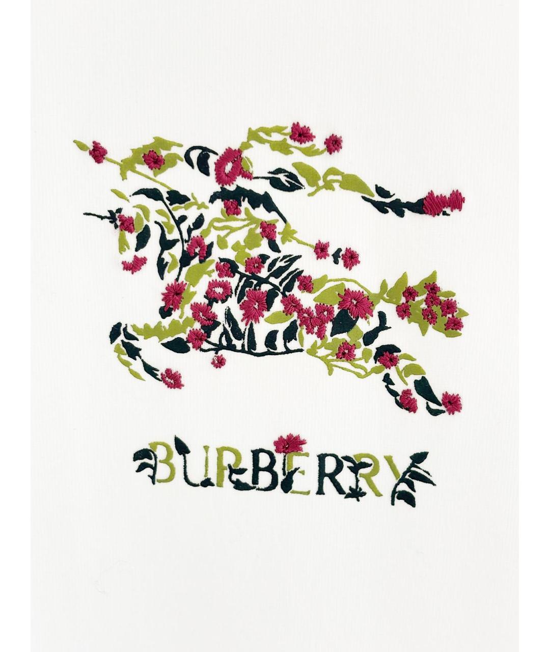 BURBERRY Белая хлопковая футболка, фото 3