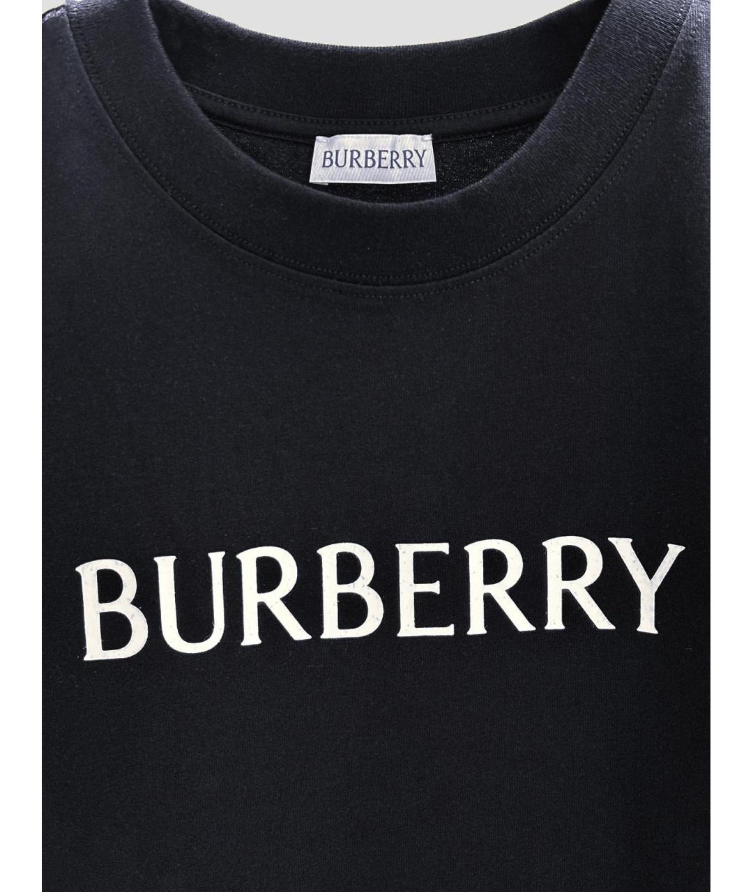 BURBERRY Черная хлопковая футболка, фото 3