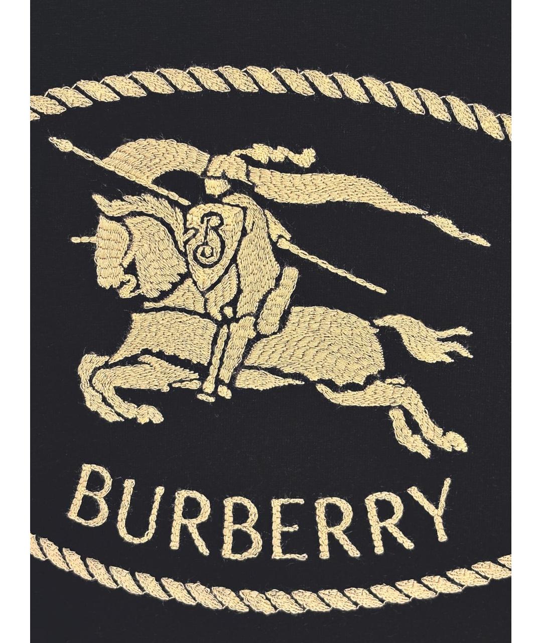 BURBERRY Черная хлопковая футболка, фото 3