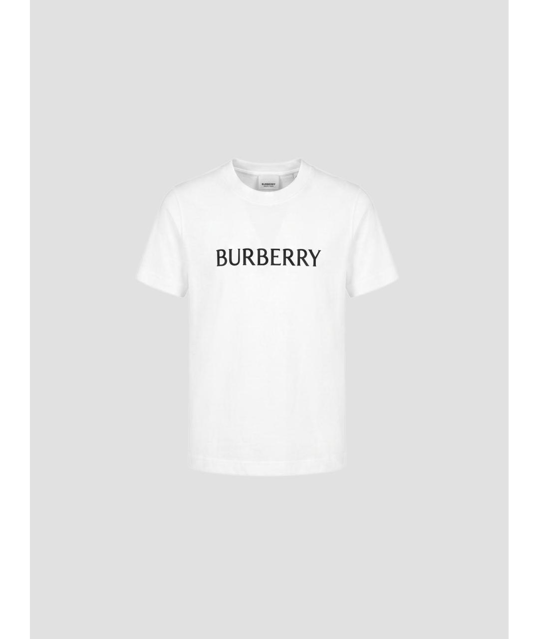 BURBERRY Белая хлопковая футболка, фото 4