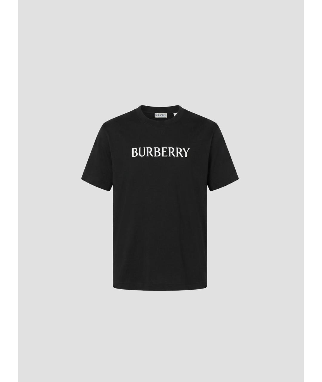 BURBERRY Черная хлопковая футболка, фото 4
