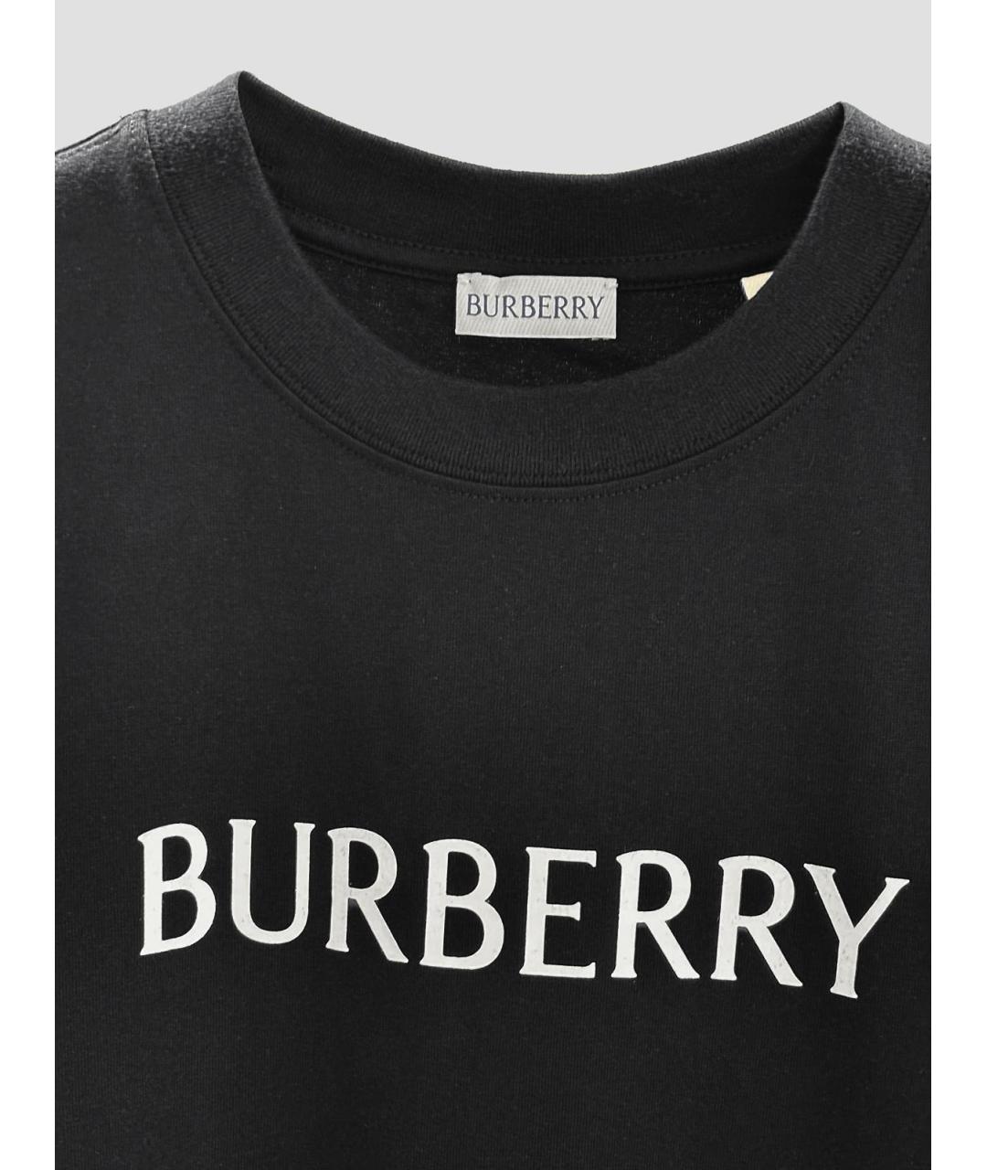 BURBERRY Черная хлопковая футболка, фото 3