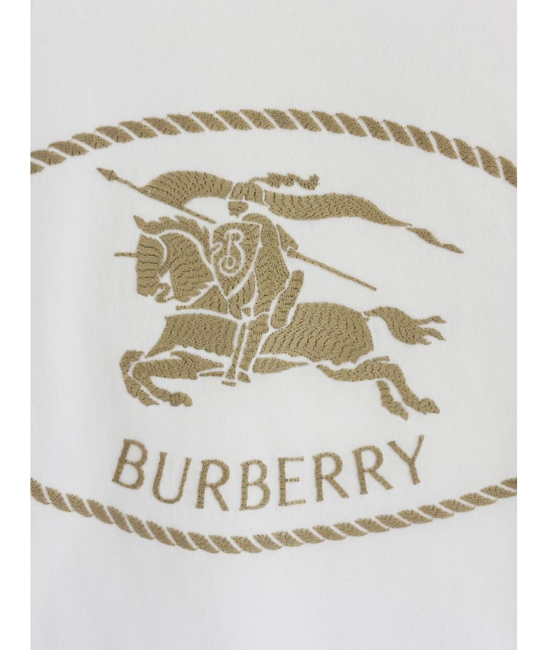 BURBERRY Белая хлопковая футболка, фото 3