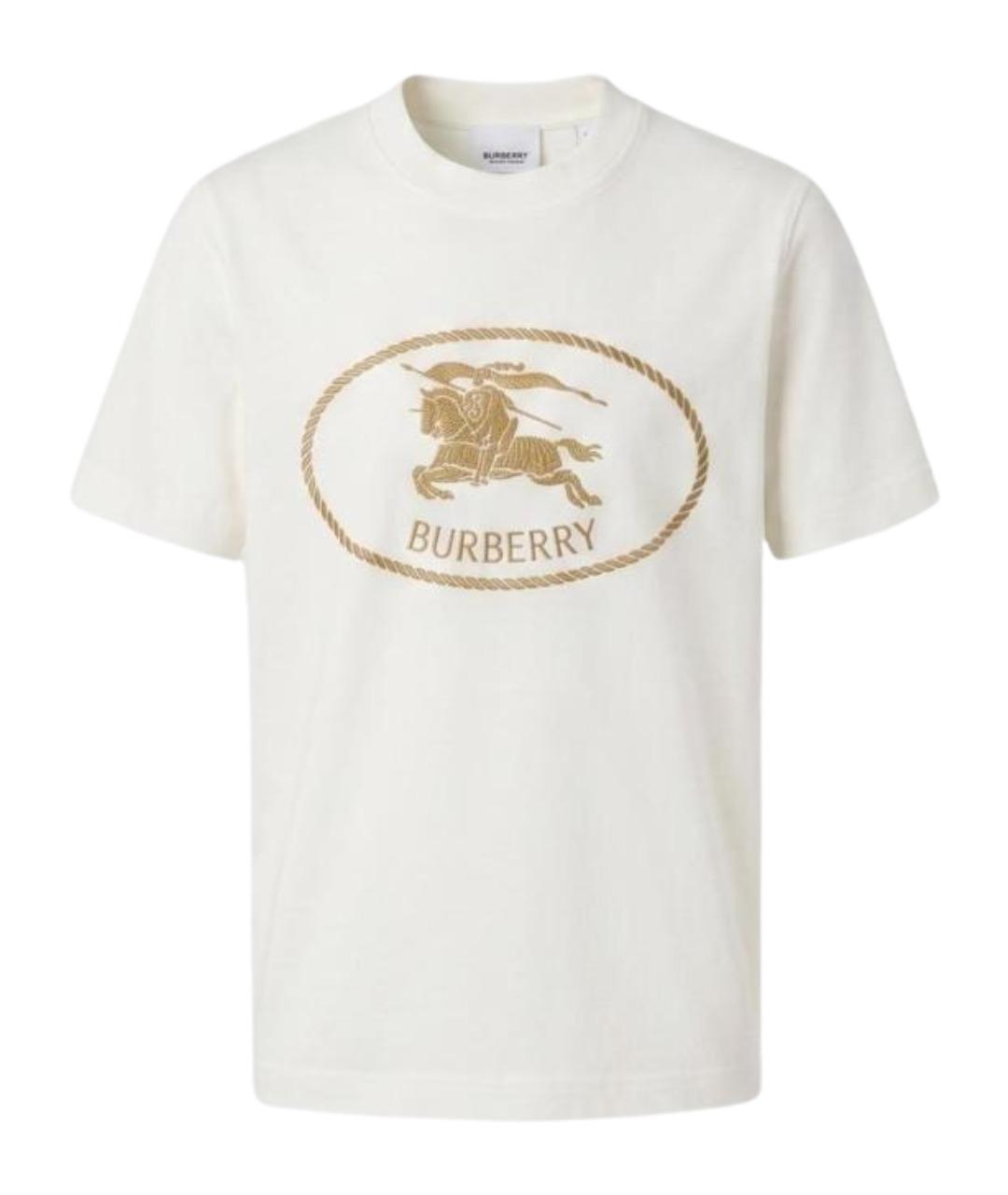 BURBERRY Белая хлопковая футболка, фото 1