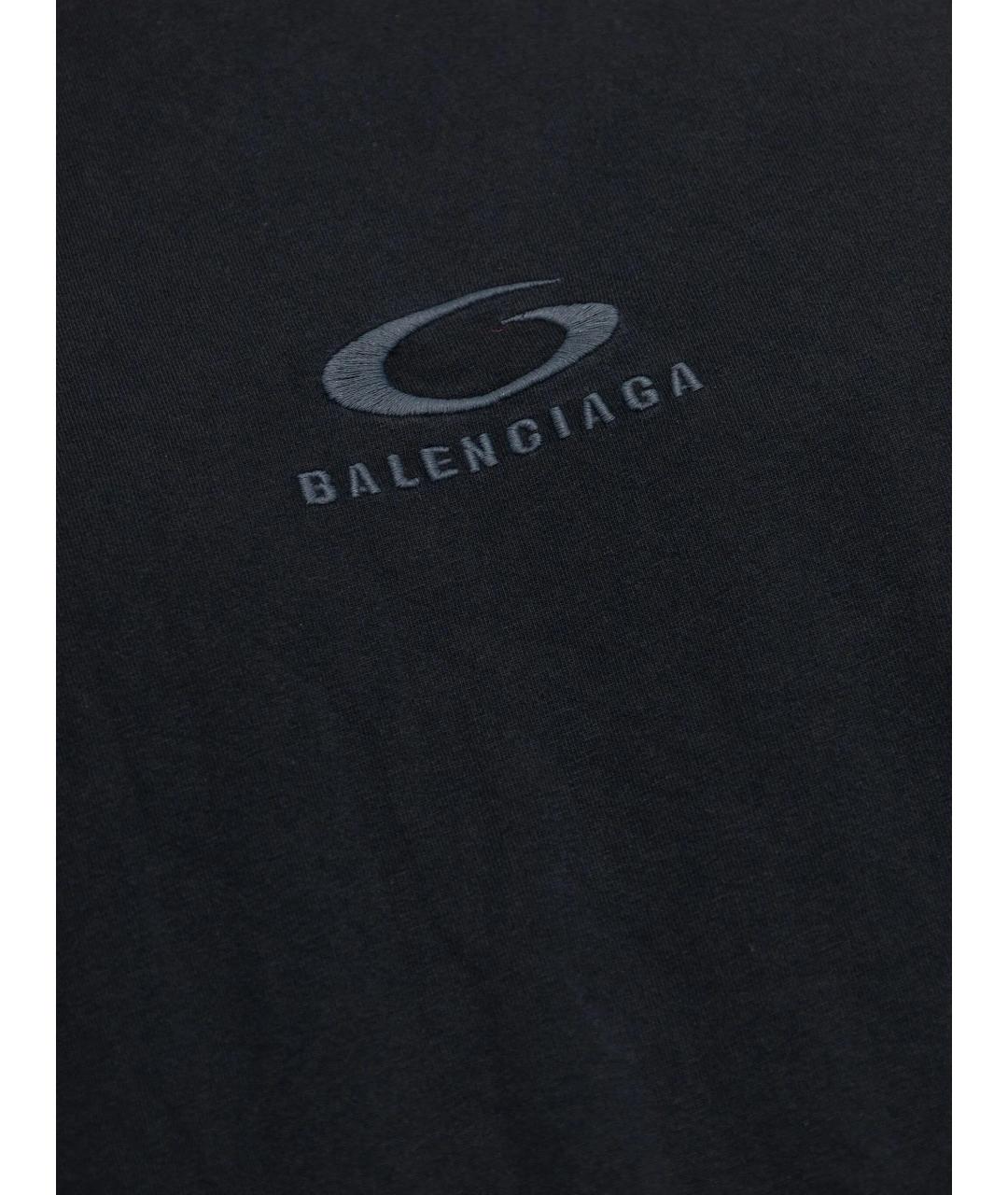 BALENCIAGA Черная хлопковая футболка, фото 3