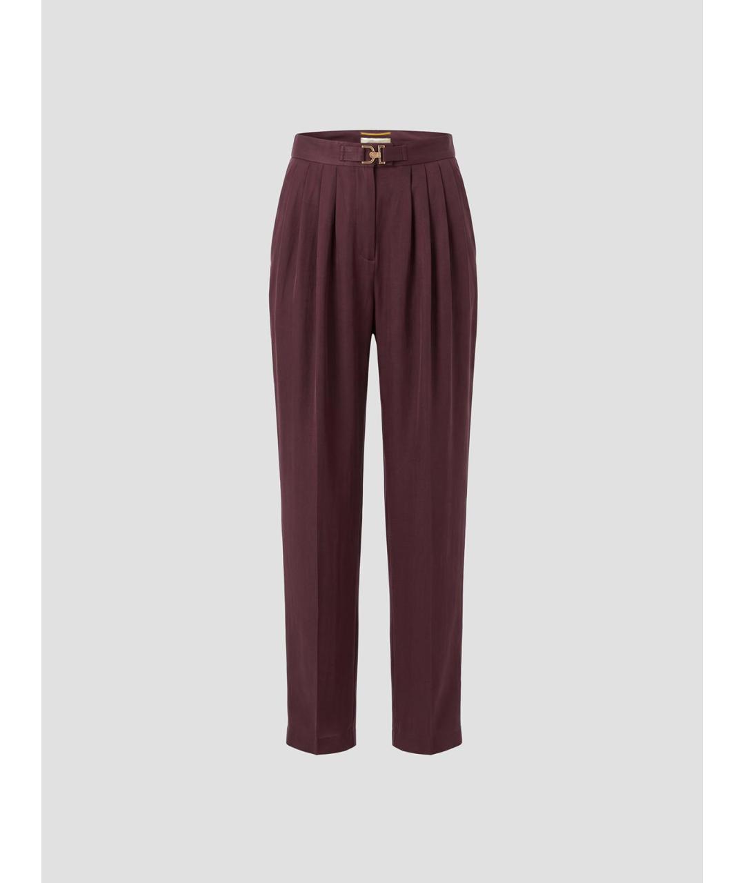 SAINT LAURENT Бордовые шелковые прямые брюки, фото 4