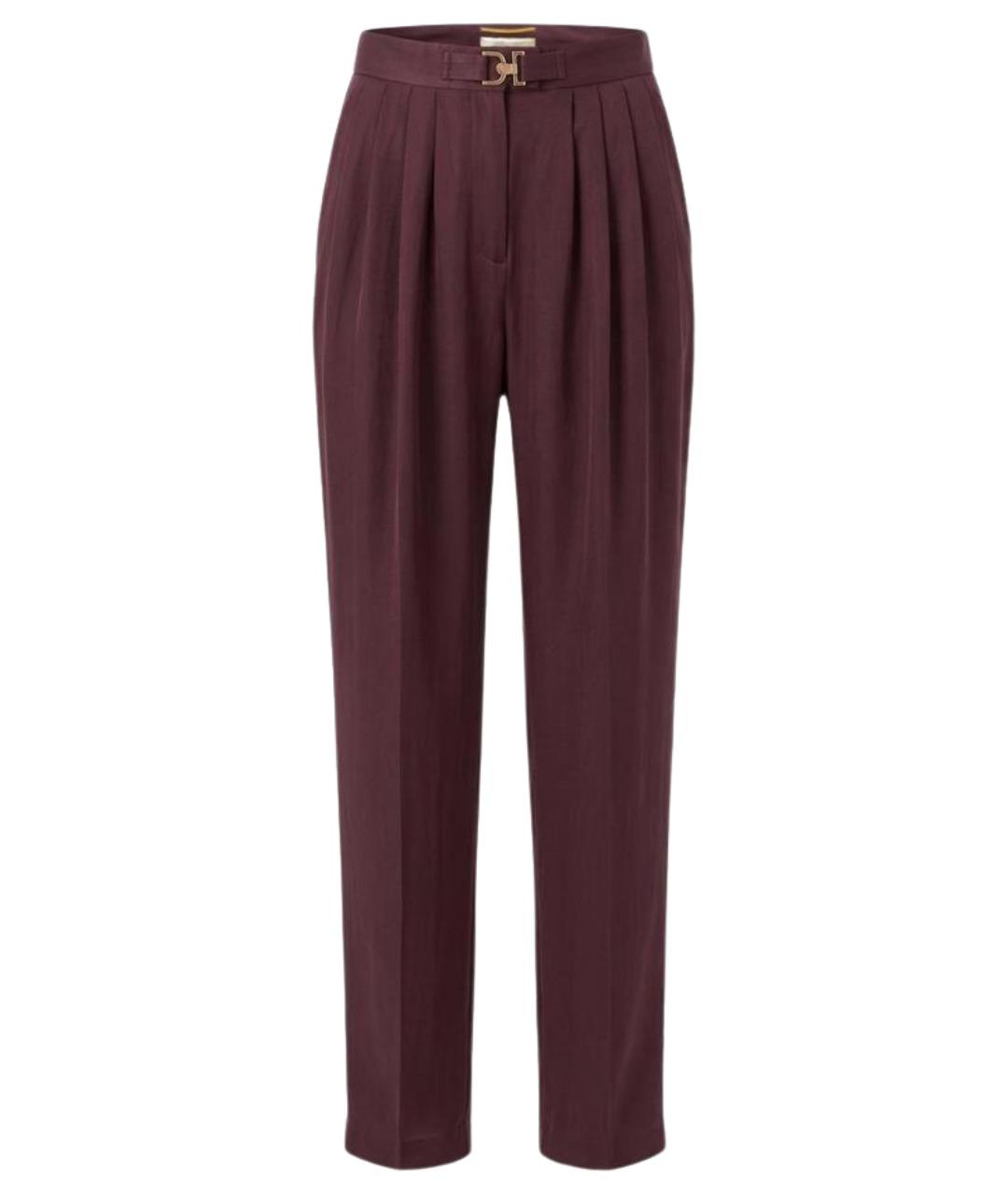 SAINT LAURENT Бордовые шелковые прямые брюки, фото 1